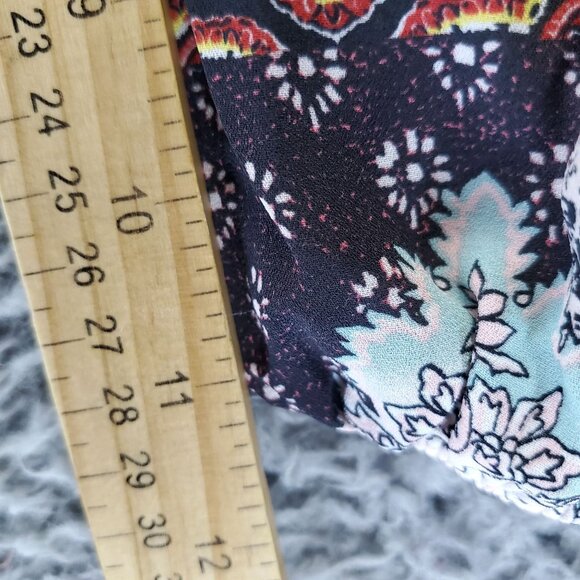 Cato Top Womens Large Multicolor Boho Floral Long Sleeve V-Neck Adjustable Waist - Picture 7 of 9